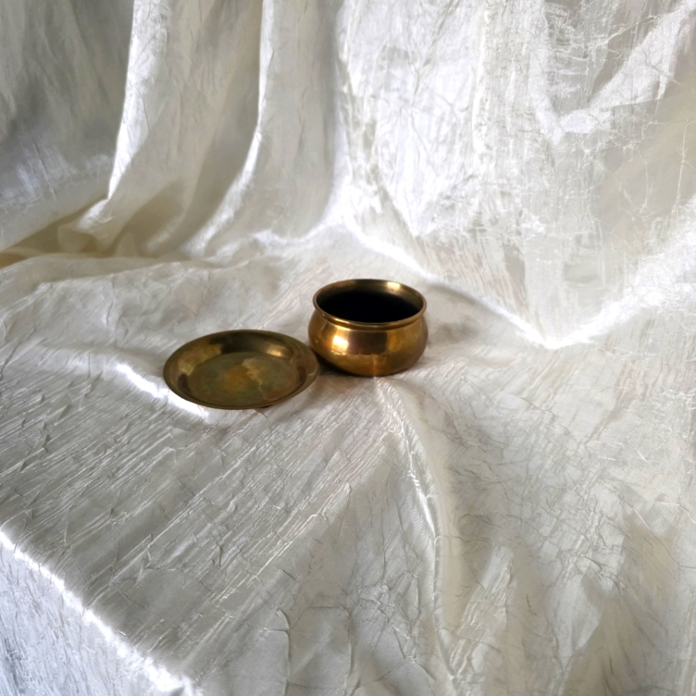 Vintage Brass Bowl and Saucer/Lid - Picture 3 of 12